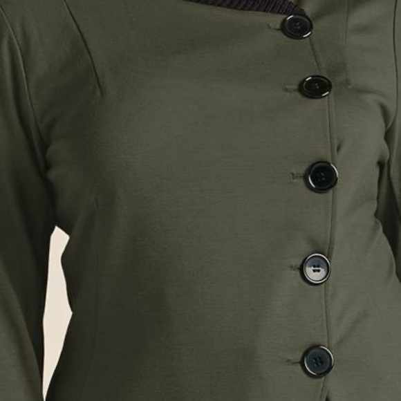 Venus Size Small Olive Green Women's Asymmetrical Coat - Picture 2 of 8